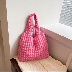 Cloud Puffy Beach Tote Barbie Pink Stylish LOVE Shopping Bag New